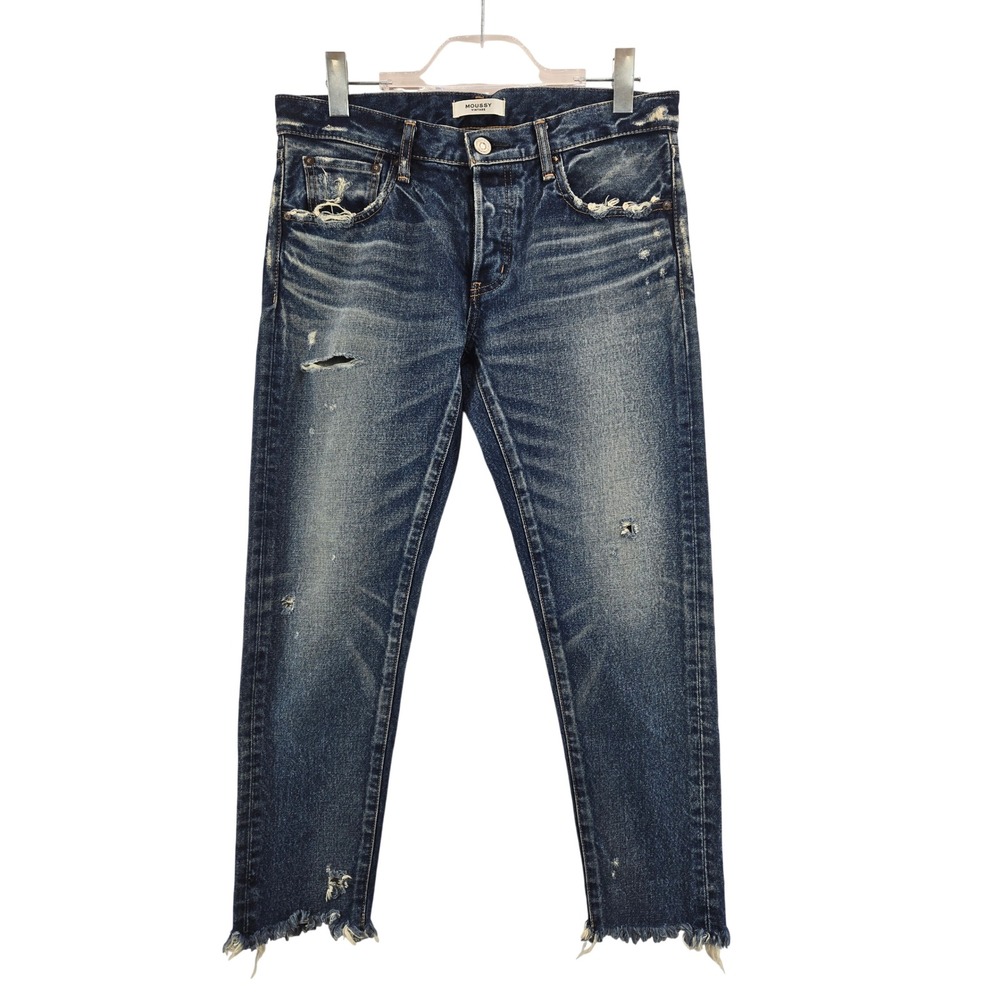 Moussy Vintage Distressed Button Fly Jeans Made In Japan Size 28 Boyfriend Crop